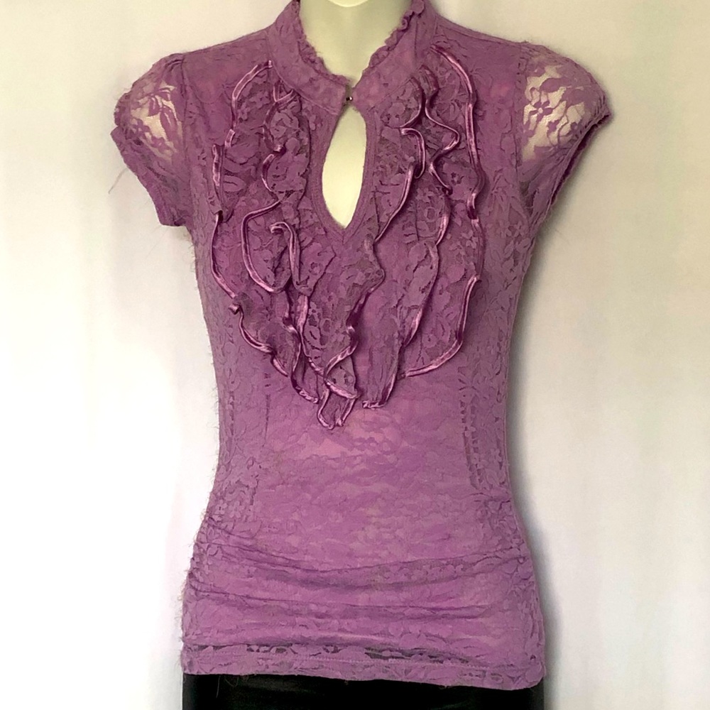 HeartSoul Lilac Lacy Ruffle Shirt